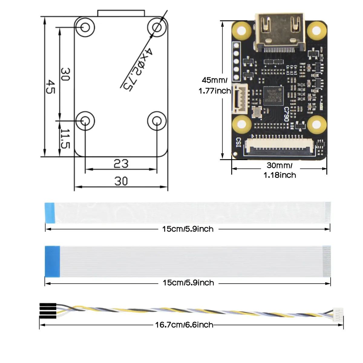 Geekworm C790 CSI-2 Video Capture Module for Raspberry Pi 5/4B/3B+/3B/Zero/W/2W/CM4 | 1080p60 Video & Audio Input - view 5