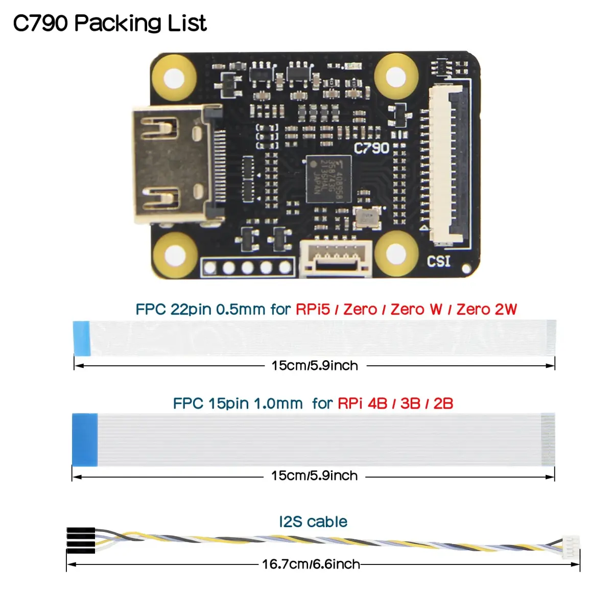 Geekworm C790 CSI-2 Video Capture Module for Raspberry Pi 5/4B/3B+/3B/Zero/W/2W/CM4 | 1080p60 Video & Audio Input - view 6