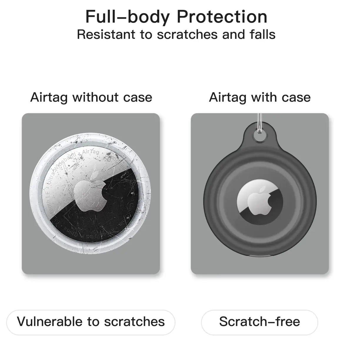 Lanteso Airtag Keychain Case for Apple AirTag (2 Pack, Black/Clear) | IPX8 Waterproof Shockproof Protective Cover - view 2