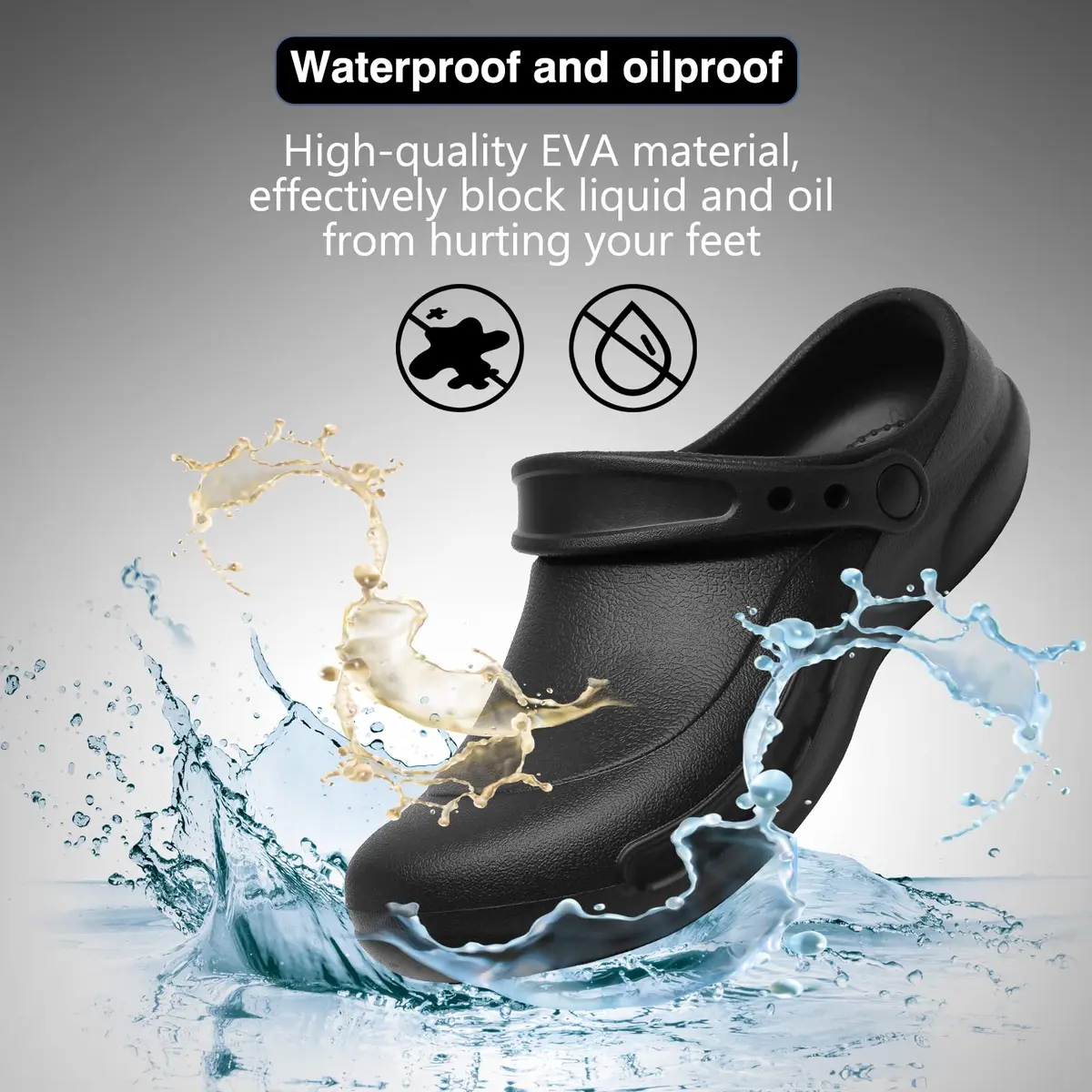 ZEENXIUYA Non Slip Chef Shoes Men's Waterproof Clogs Size 10 | Slip Resistant Kitchen Work Shoes - view 3