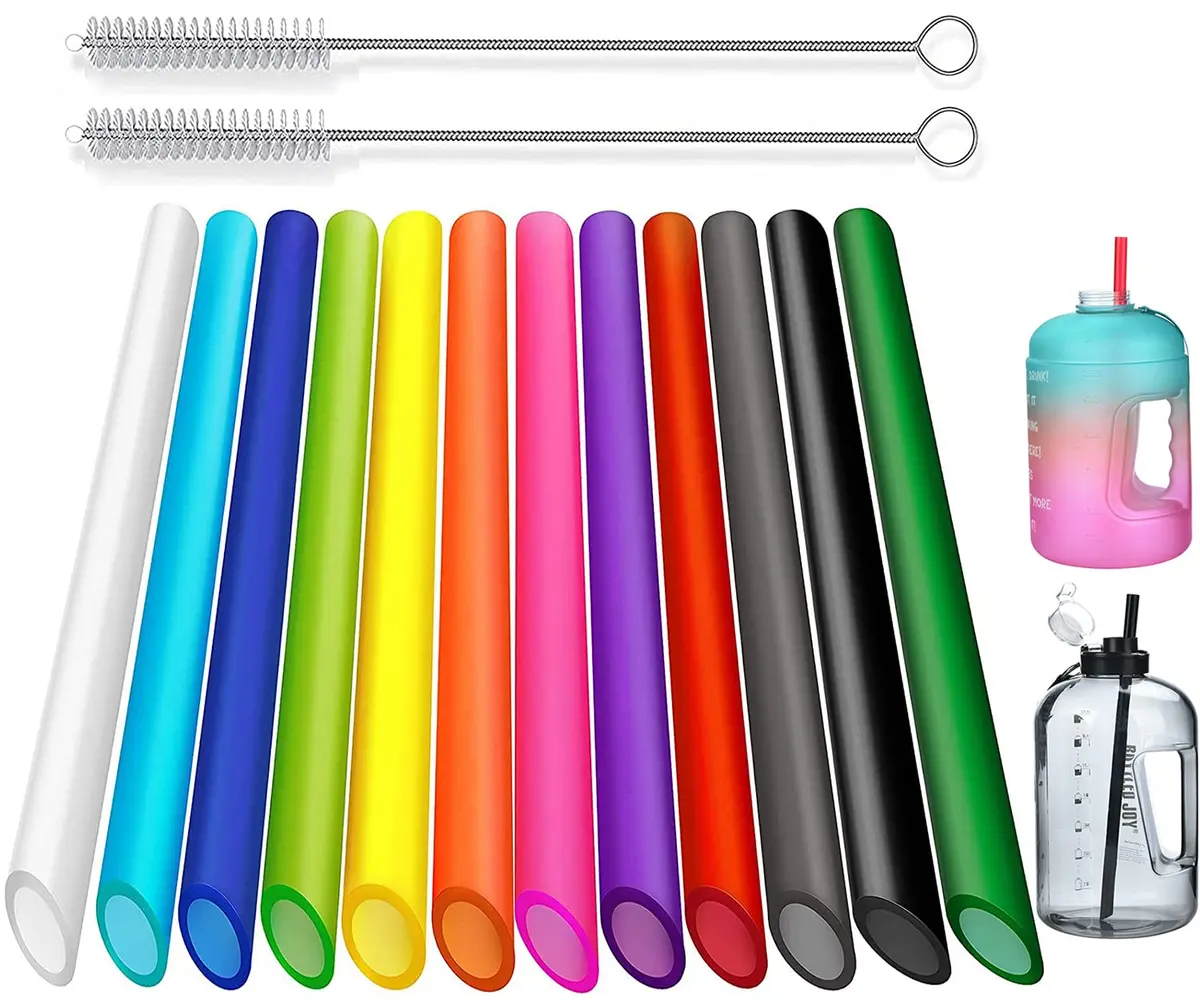 ALINK 12 Pcs Reusable Boba Straws, 13-inch Extra Long Wide Smoothie Straws | Jumbo Diameter for Thick Drinks - main product image