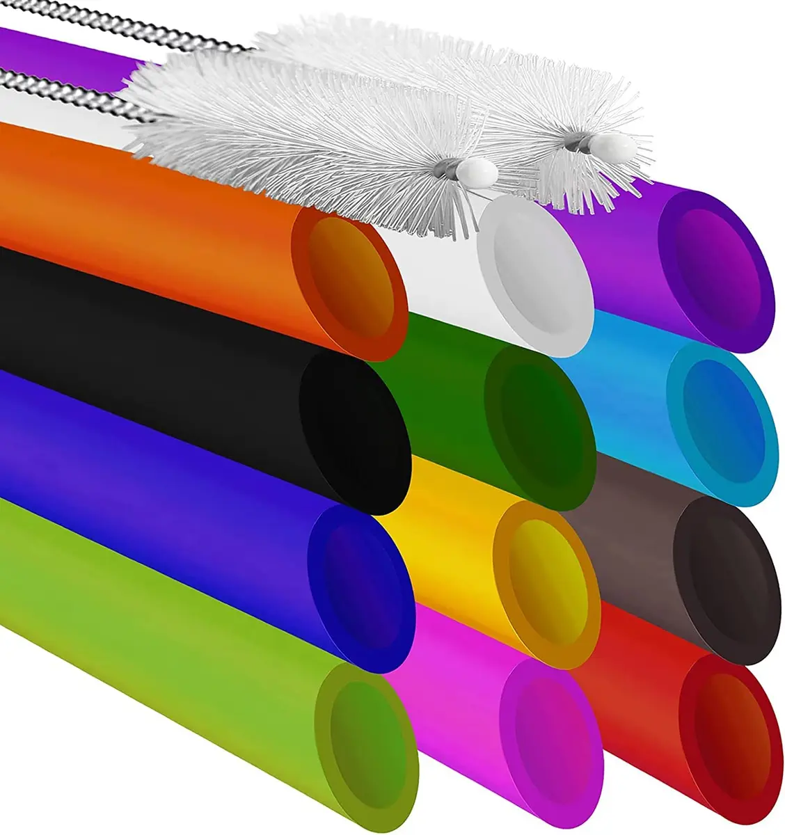 ALINK 12 Pcs Reusable Boba Straws 21.6cm (8.5 Inch) with 2 Cleaning Brushes | Extra Wide Smoothie Straws for Thick Drinks - view 7