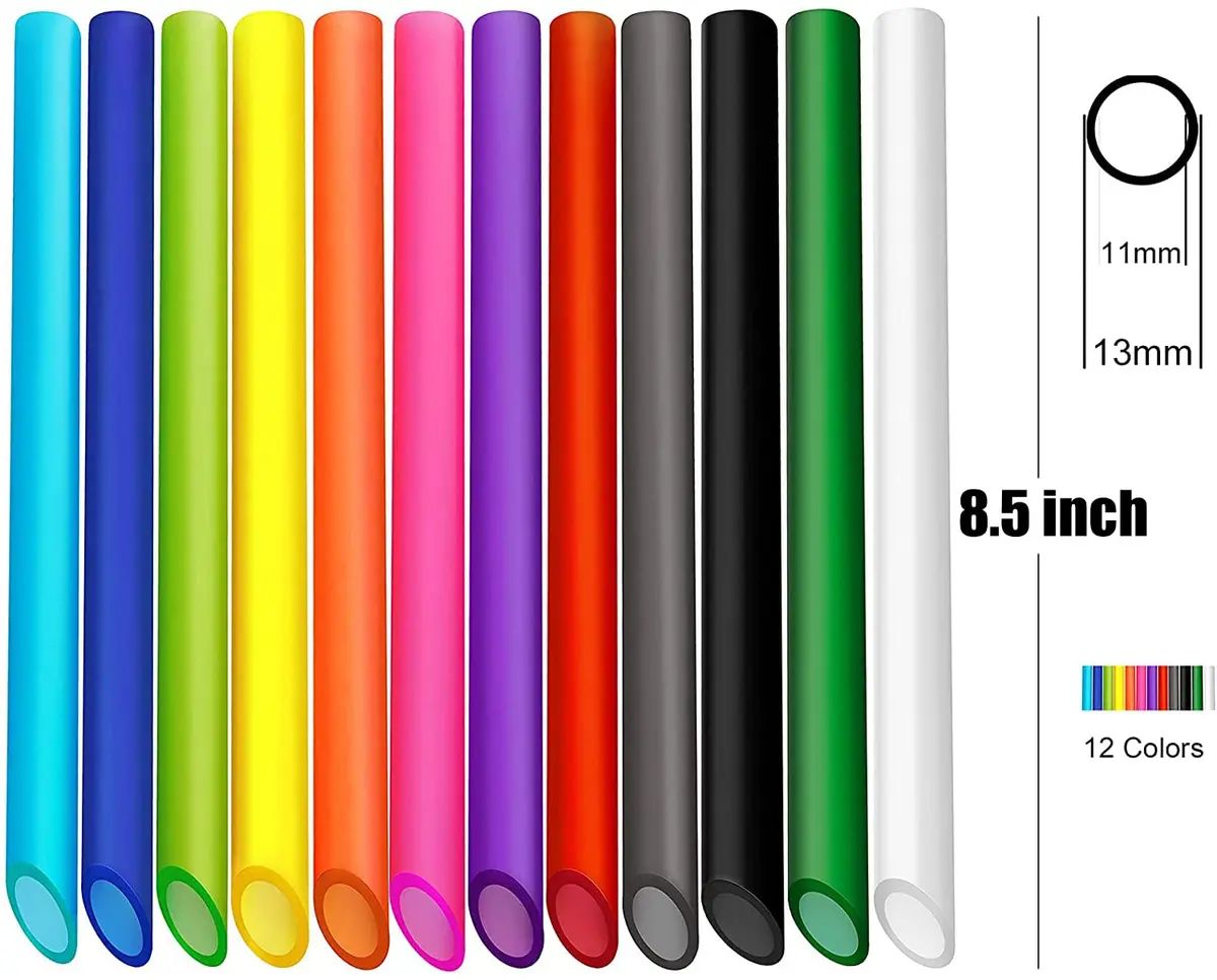 ALINK 12 Pcs Reusable Boba Straws 21.6cm (8.5 Inch) with 2 Cleaning Brushes | Extra Wide Smoothie Straws for Thick Drinks - view 2