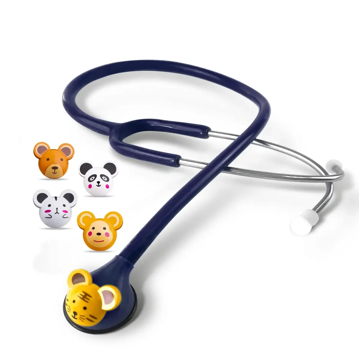 SCIAN Working Stethoscope with 5 Interchangeable Cartoon Heads, Professional Quality for Doctors & Nurses, Dark Blue | Dual-Head Acoustic Auscultation - main product image
