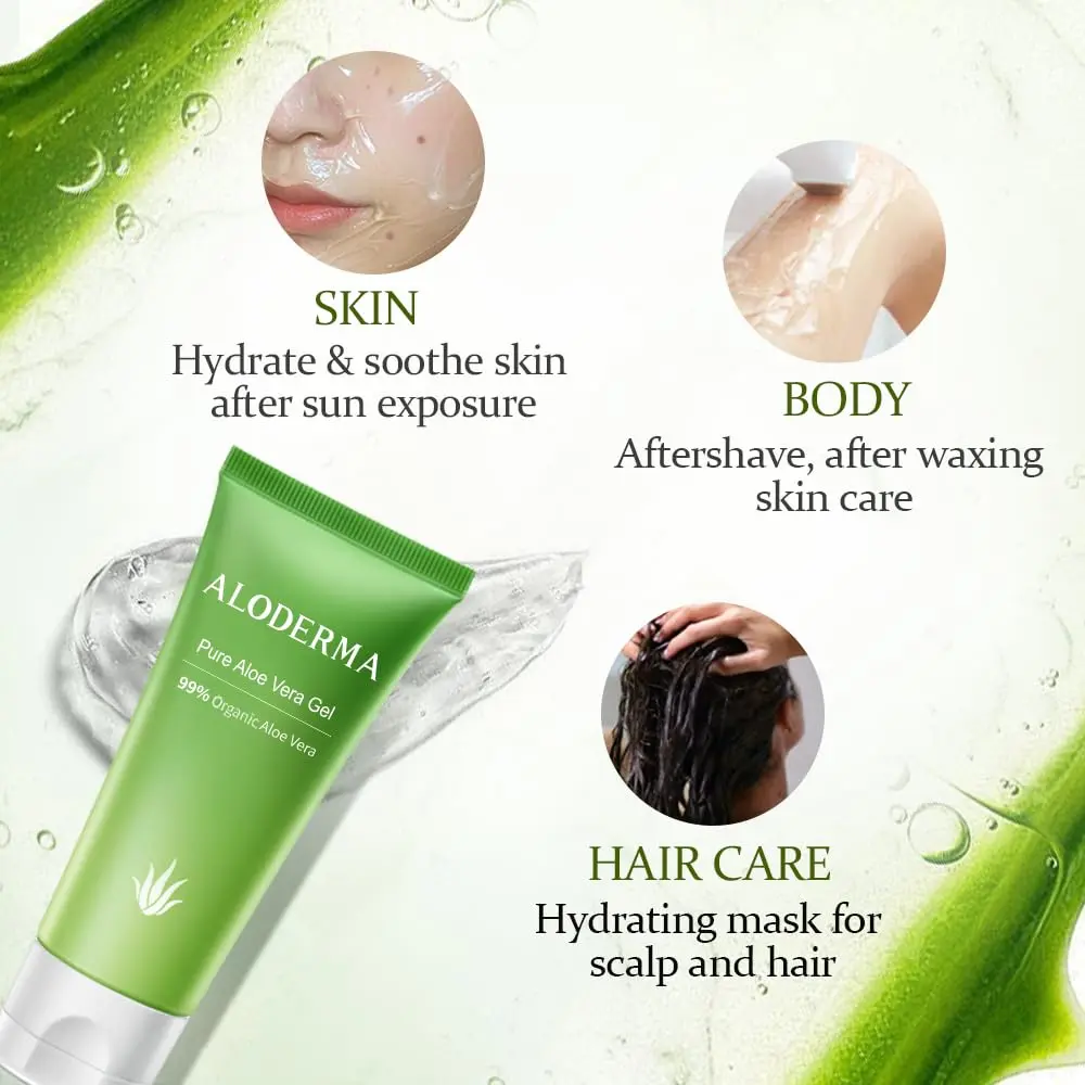 Aloderma Organic Aloe Vera Gel for Face & Body 342ml (12 fl oz) | Pure Hydration for All Skin Types - view 3