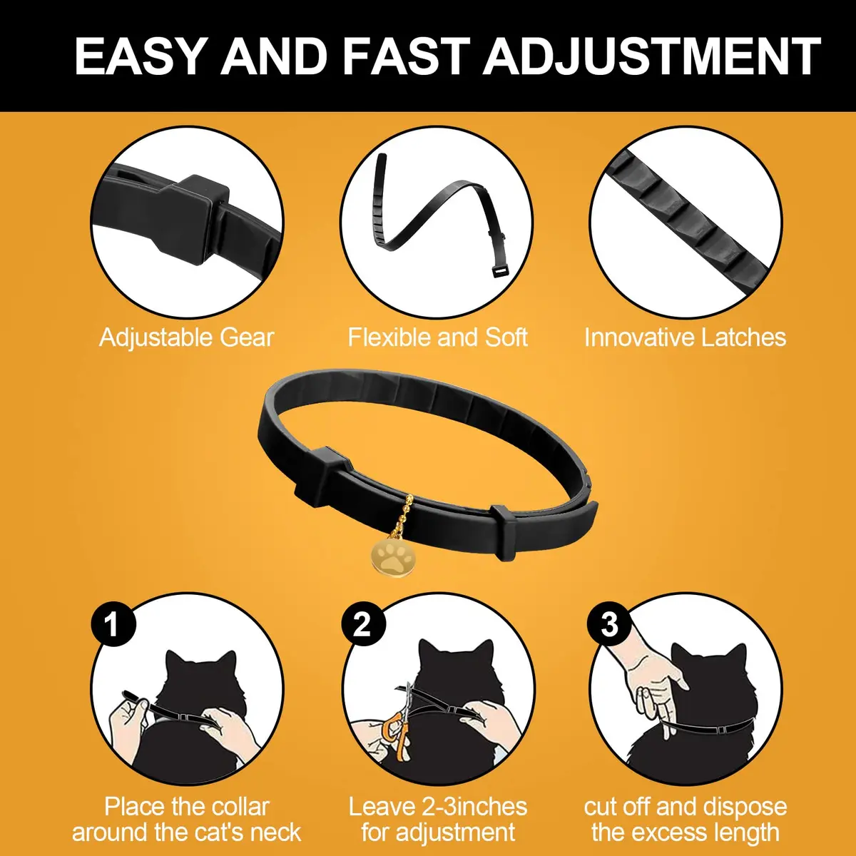Weewooday 4pcs Black Cat Calming Collar with Pendants 38cm (15 Inches) | Pheromone-Infused for Stress & Anxiety Relief - view 6