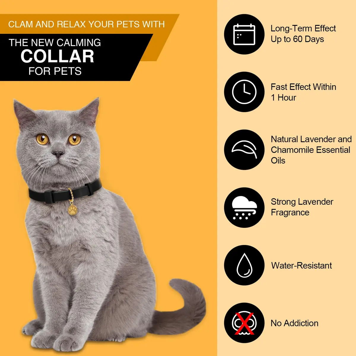 Weewooday 4pcs Black Cat Calming Collar with Pendants 38cm (15 Inches) | Pheromone-Infused for Stress & Anxiety Relief - view 3