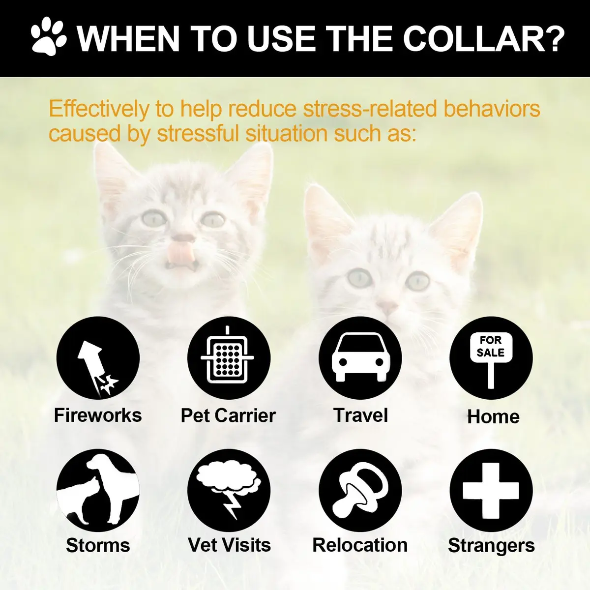 Weewooday 4pcs Black Cat Calming Collar with Pendants 38cm (15 Inches) | Pheromone-Infused for Stress & Anxiety Relief - view 4