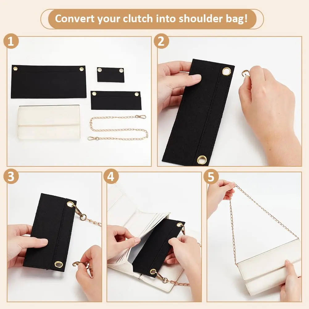 WADORN Felt Purse Organizer Insert 3 Sizes | Convert Wallets to Clutch & Crossbody - view 5