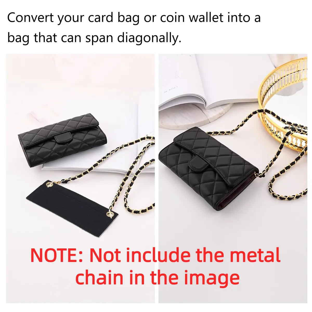 WADORN Felt Purse Organizer Insert 3 Sizes | Convert Wallets to Clutch & Crossbody - view 6