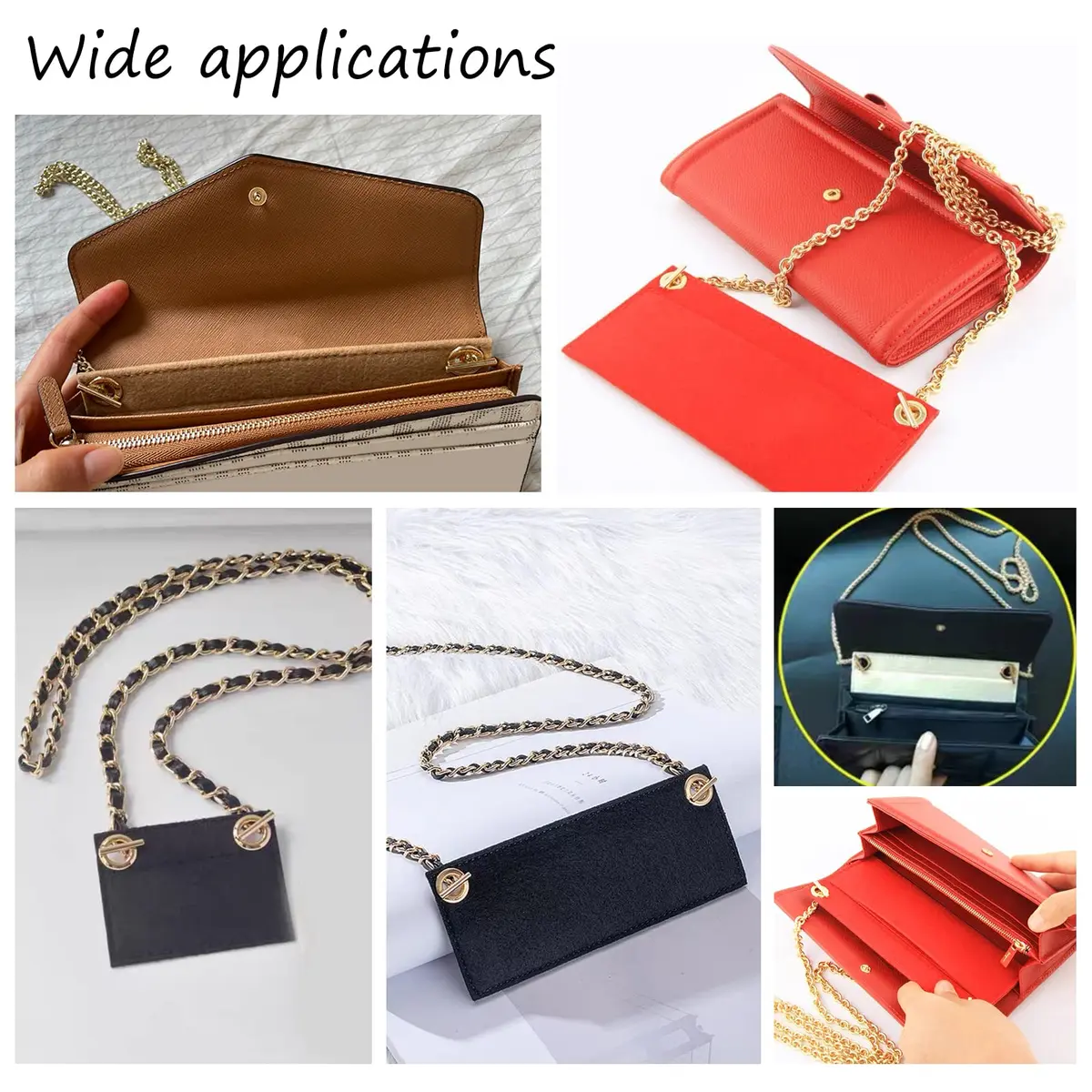 WADORN Felt Purse Organizer Insert 3 Sizes | Convert Wallets to Clutch & Crossbody - view 8