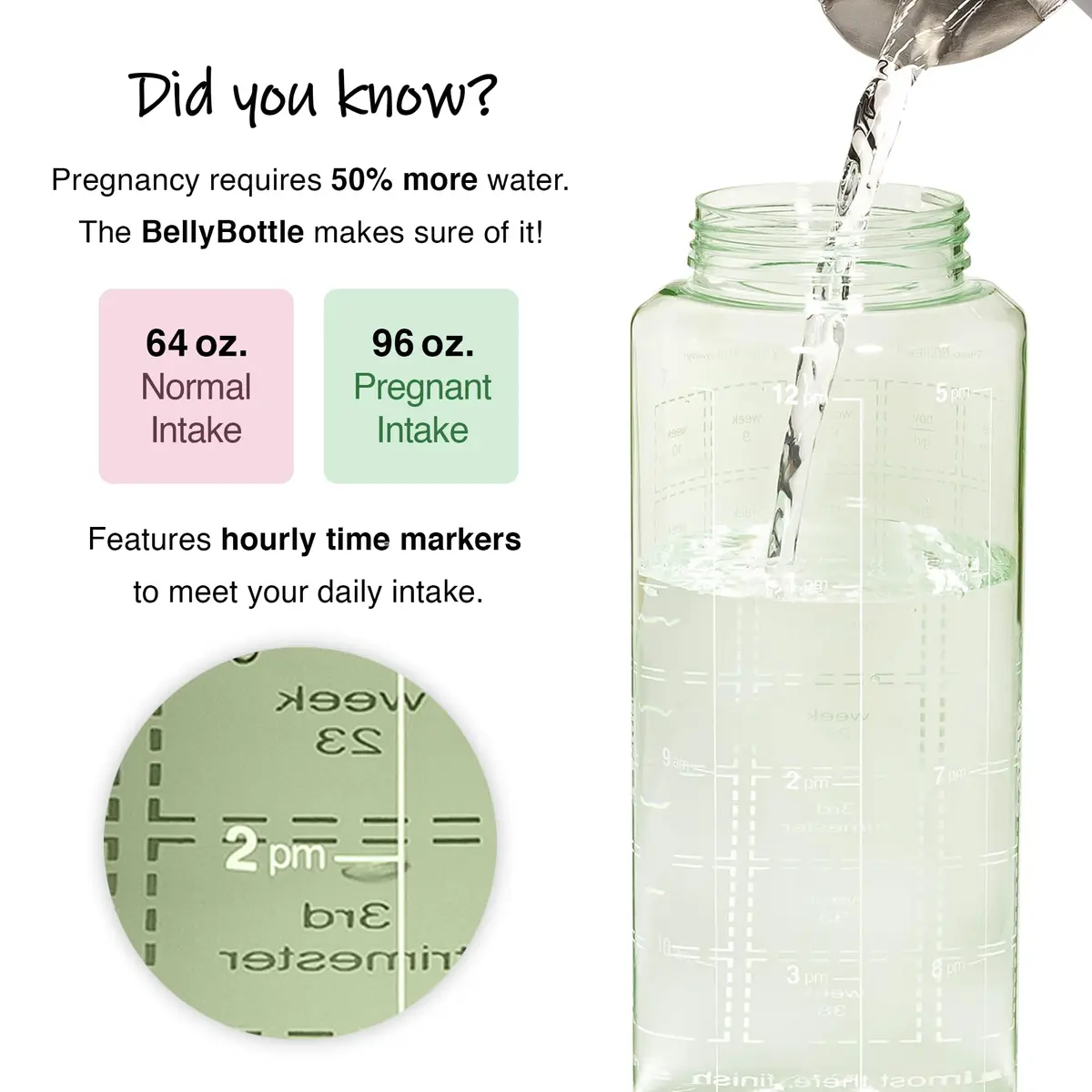 BellyBottle Pregnancy Water Bottle Tracker 32oz | Nausea Relief & Hydration for Expecting Moms - view 2