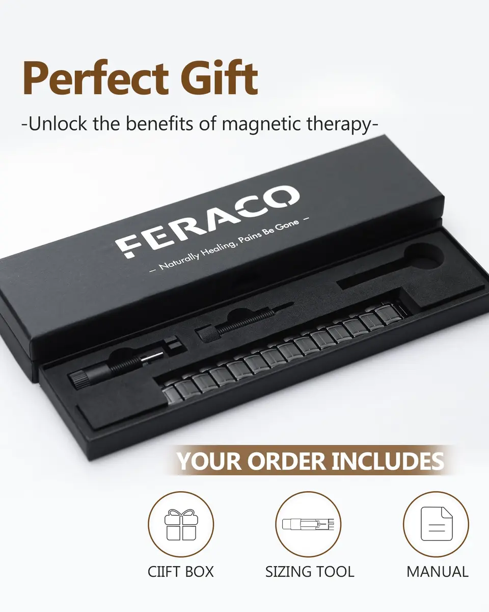 Feraco Magnetic Bracelet for Men Stainless Steel Jewelry, 21.7 cm (8.54 inch) Black - view 8