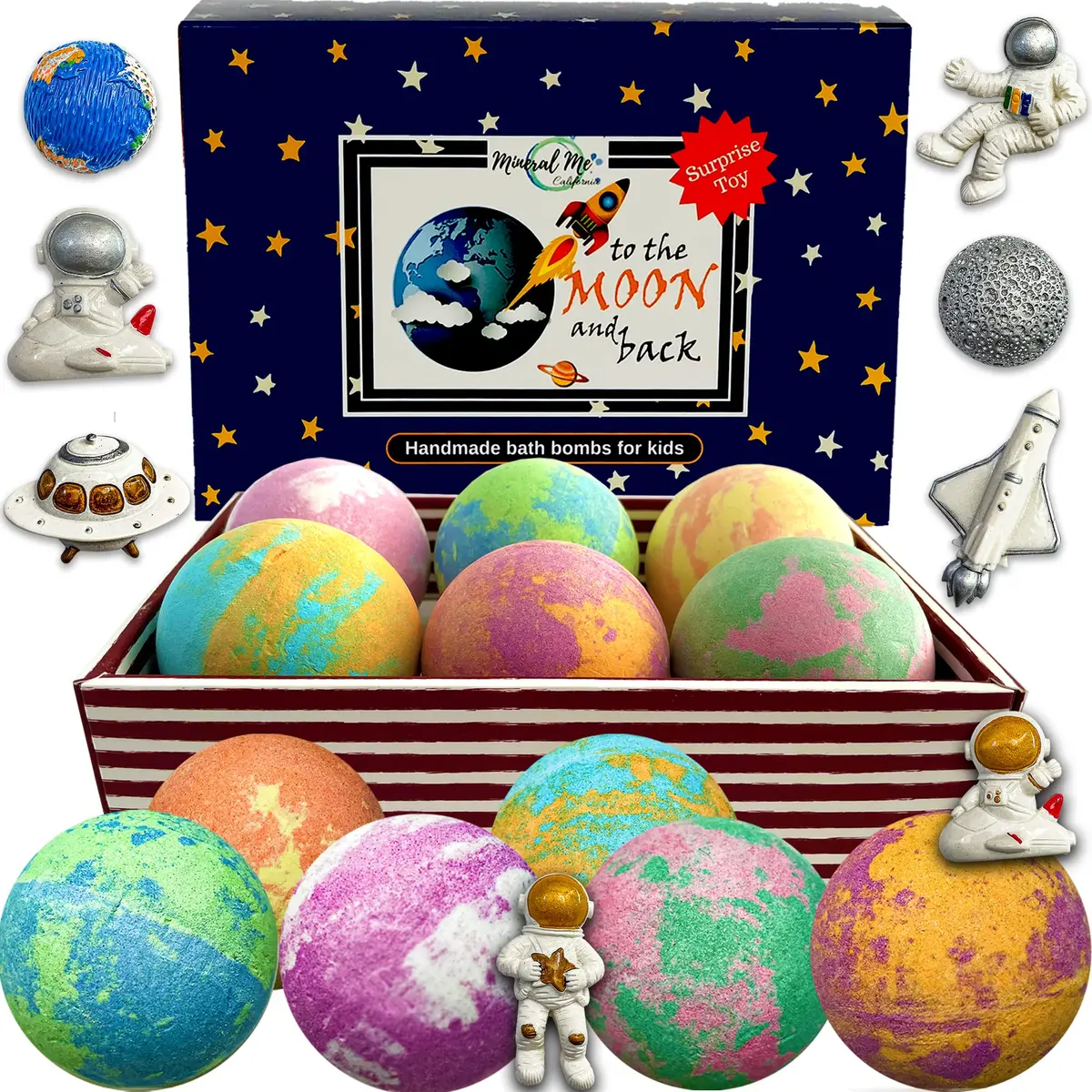 Mineral Me California Galaxy Bath Bombs for Kids 6 Count | Organic Bubble Bath Surprise - main product image