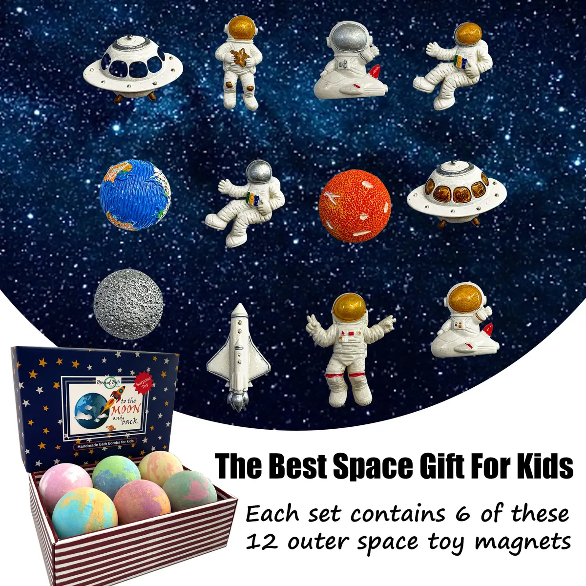 Mineral Me California Galaxy Bath Bombs for Kids 6 Count | Organic Bubble Bath Surprise - view 4