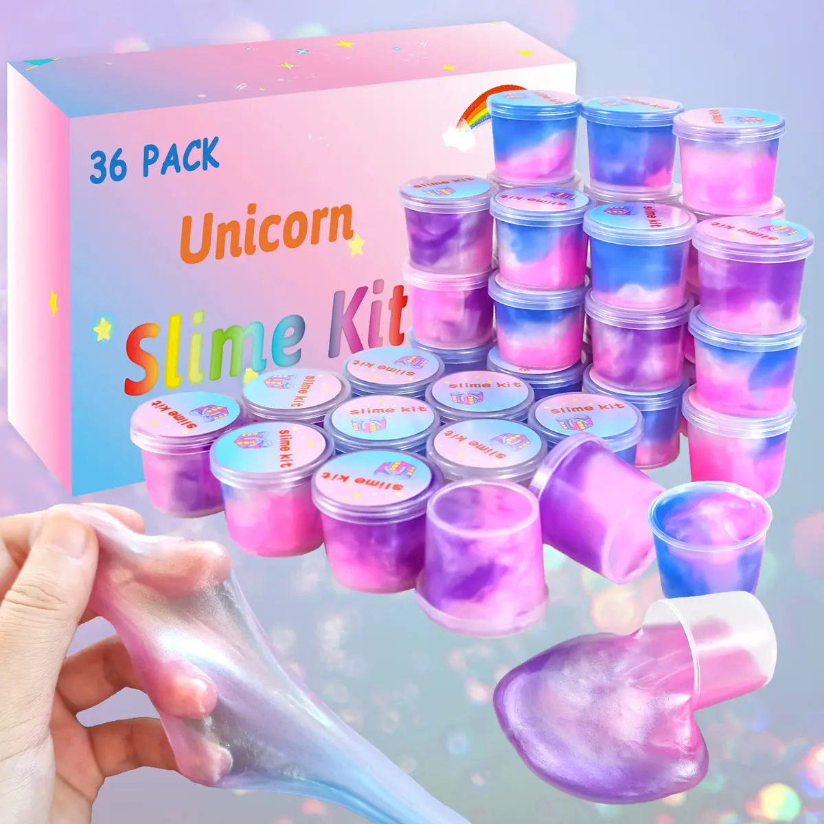 HOOLYUK Unicorn Slime Kit 36 Pack | Non-Sticky & Stretchy Galaxy Slime for Kids - view 6