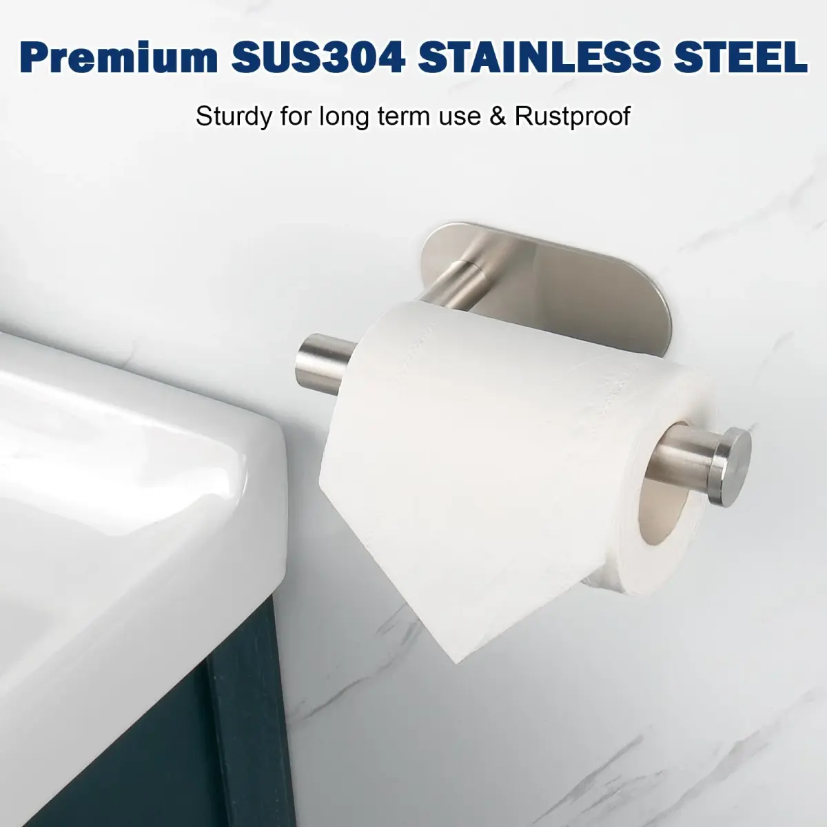 NearMoon Self-Adhesive Toilet Paper Holder 2 Pack | Rustproof SUS304 Stainless Steel, Brushed Nickel - view 2