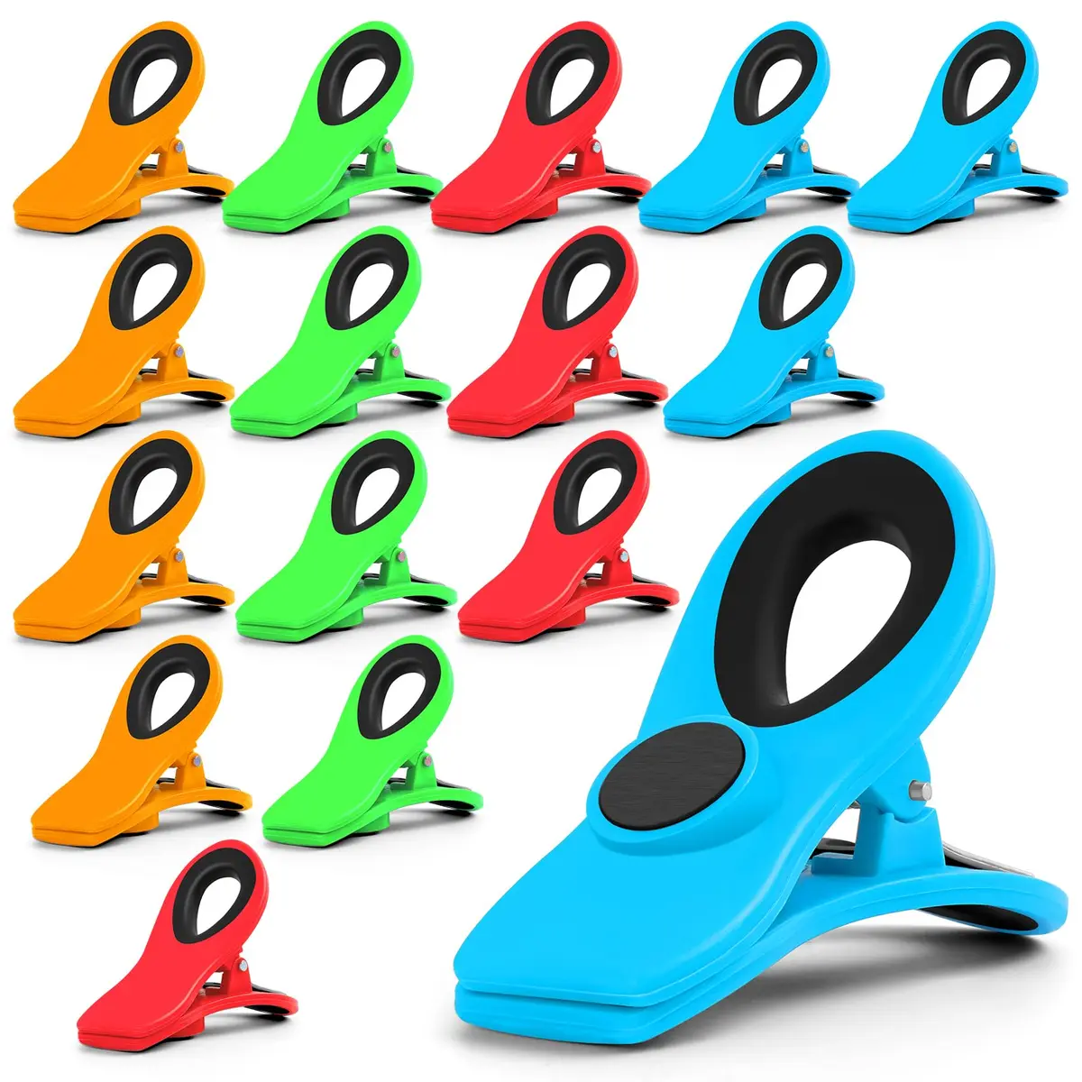 Jetmore 16 Pack Magnetic Chip Clips Bag Clips | Vibrant, Non-Slip Rubber Teeth, Reusable, Multi-Color, Versatile for Food & Office Use - main product image