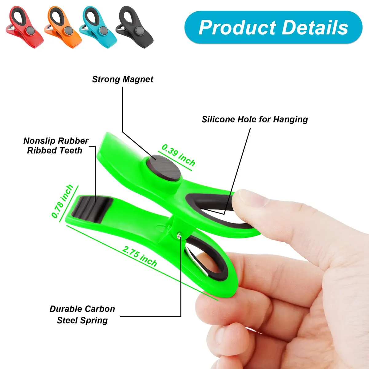 Jetmore 16 Pack Magnetic Chip Clips Bag Clips | Vibrant, Non-Slip Rubber Teeth, Reusable, Multi-Color, Versatile for Food & Office Use - view 6