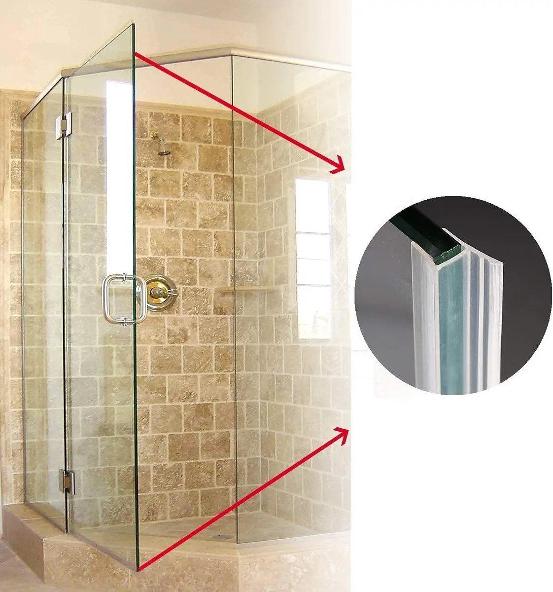 Dalrun Flexible Shower Door Side Seal Strip 100 Inch for 3/8" Frameless Glass | Long-lasting Silicone Seal - view 8