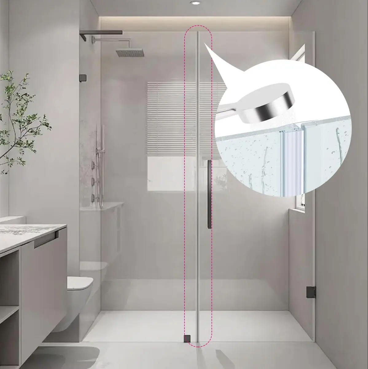 Dalrun Flexible Shower Door Side Seal Strip 100 Inch for 3/8" Frameless Glass | Long-lasting Silicone Seal - view 4