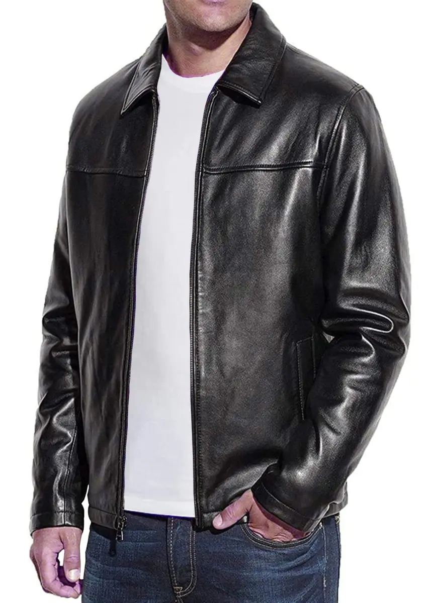 Storemm Men's Genuine Lambskin Leather Jacket | Classic Biker Style, Size L - main product image