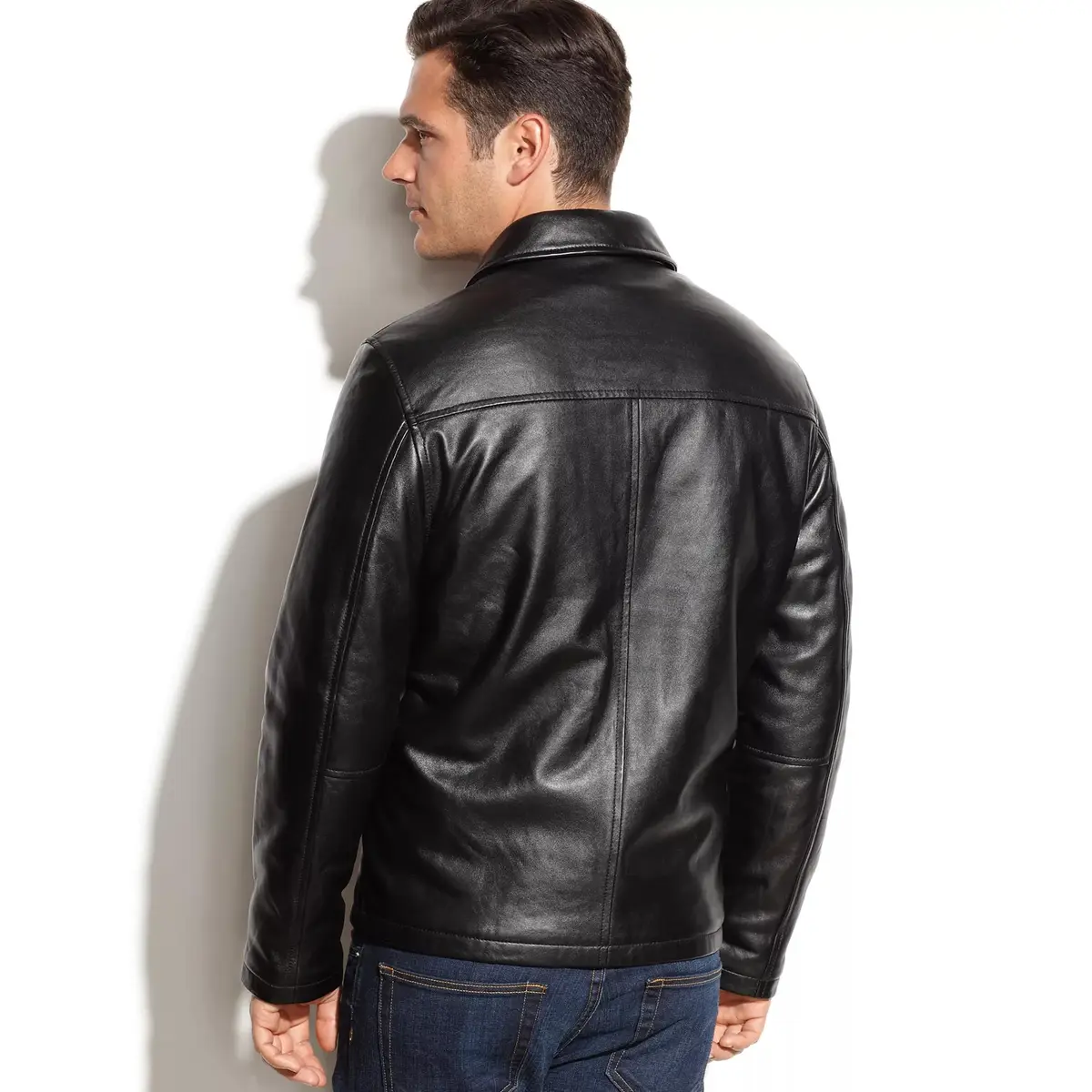 Storemm Men's Genuine Lambskin Leather Jacket | Classic Biker Style, Size L - view 2