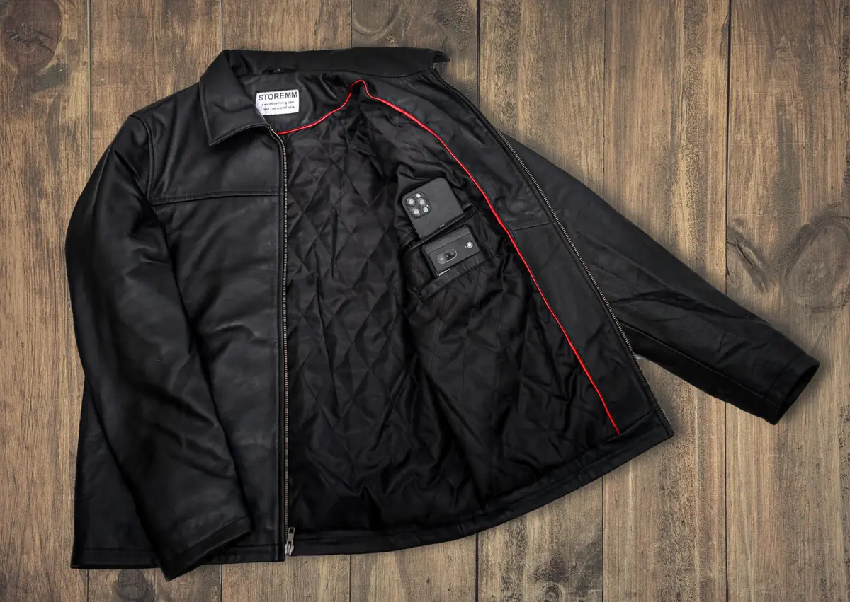 Storemm Men's Genuine Lambskin Leather Jacket | Classic Biker Style, Size L - view 3