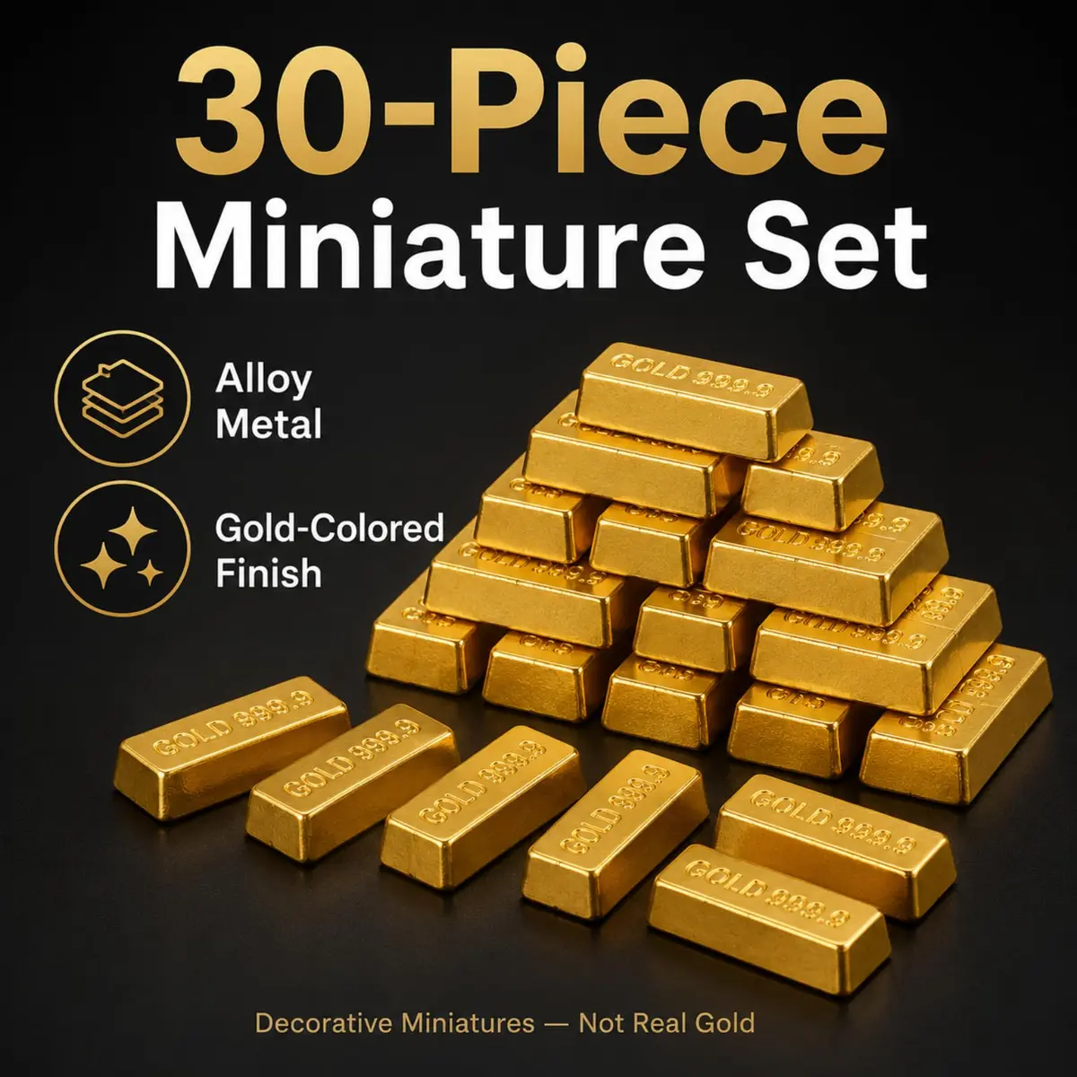 jojofuny Miniature Toy Furnishing 30 pcs | Gold Mini Model for Dollhouses, Kids & Collectors - view 3