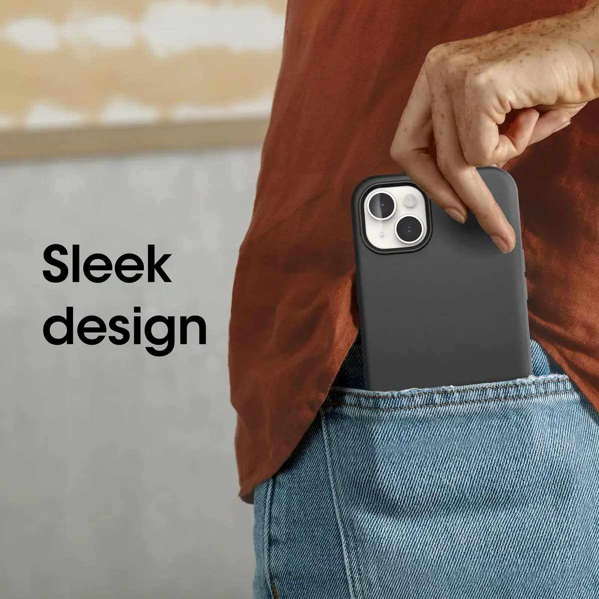 OtterBox iPhone 14 Plus Symmetry Series+ Case - BLACK, ultra-sleek, snaps to MagSafe, raised edges protect camera & screen - view 5