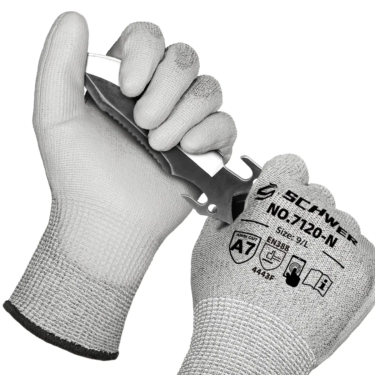 Schwer ANSI A7 Cut Resistant Work Gloves, 3 Pairs, Medium | HPPE & Steel Wire Blend - main product image