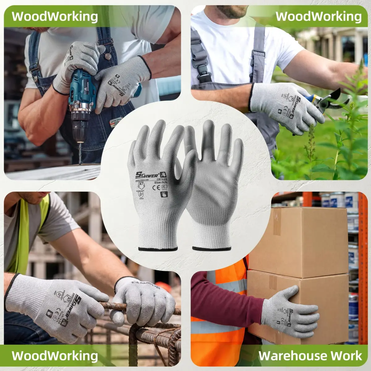 Schwer ANSI A7 Cut Resistant Work Gloves, 3 Pairs, Medium | HPPE & Steel Wire Blend - view 7