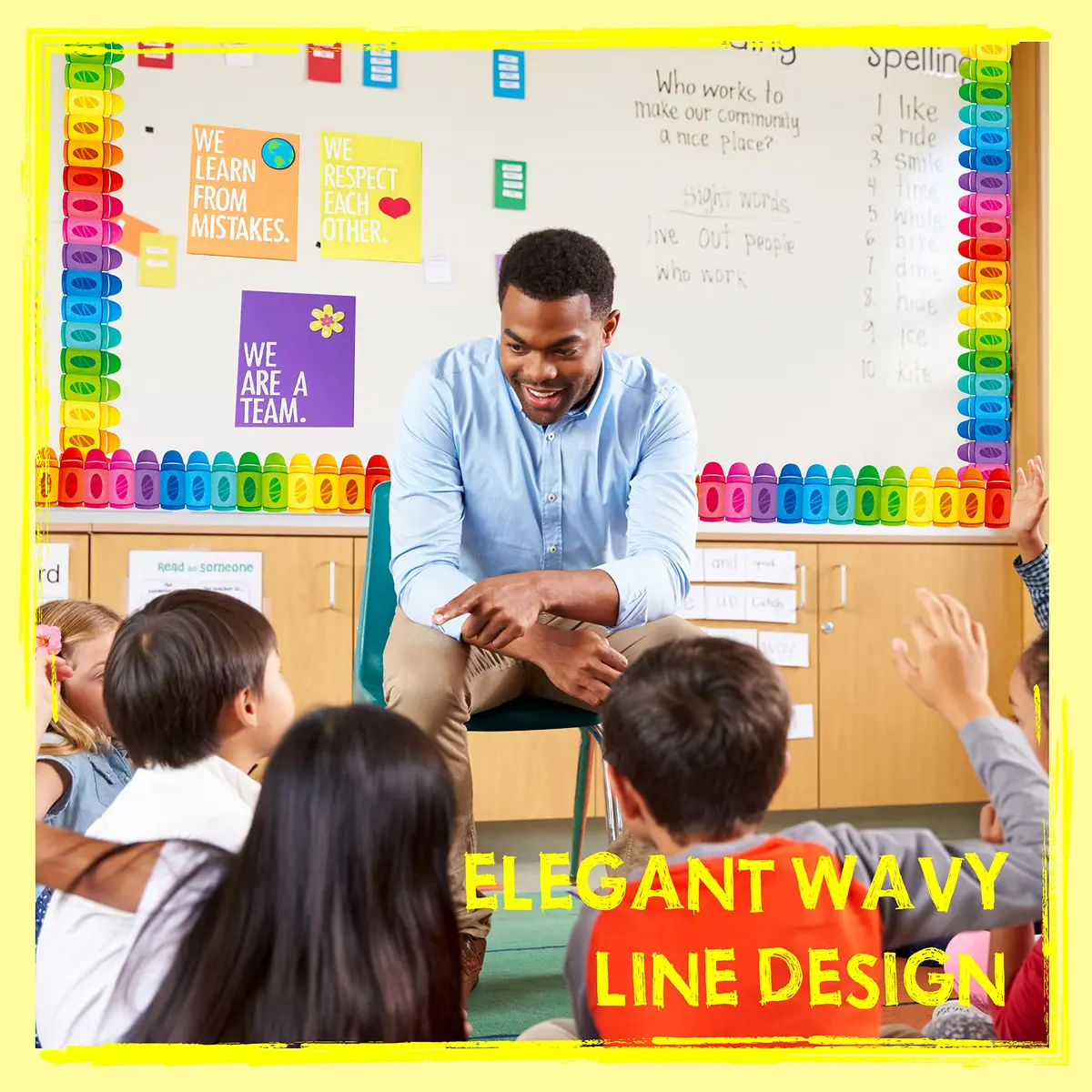 ERKE 60 Feet Crayon Bulletin Board Borders | Self-Adhesive, Die-Cut Rolled Trim for Classrooms - view 4