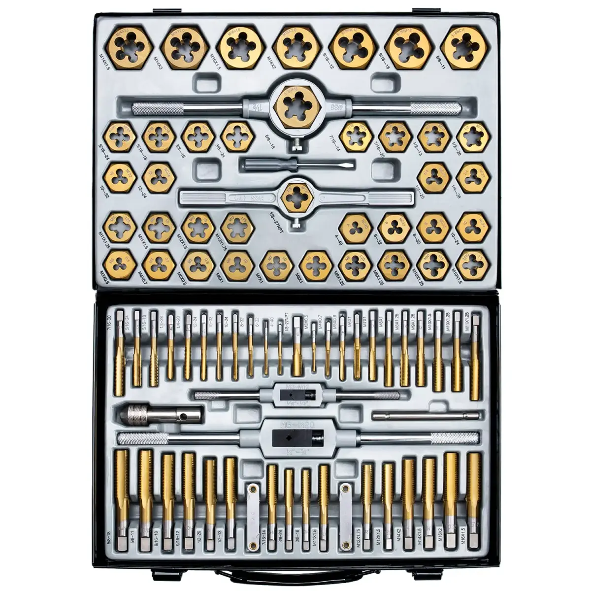 EFFICERE 86-Piece Master Tap and Hex Die Set | 3mm-16mm (M3-M16) & #4-5/8" SAE - view 2