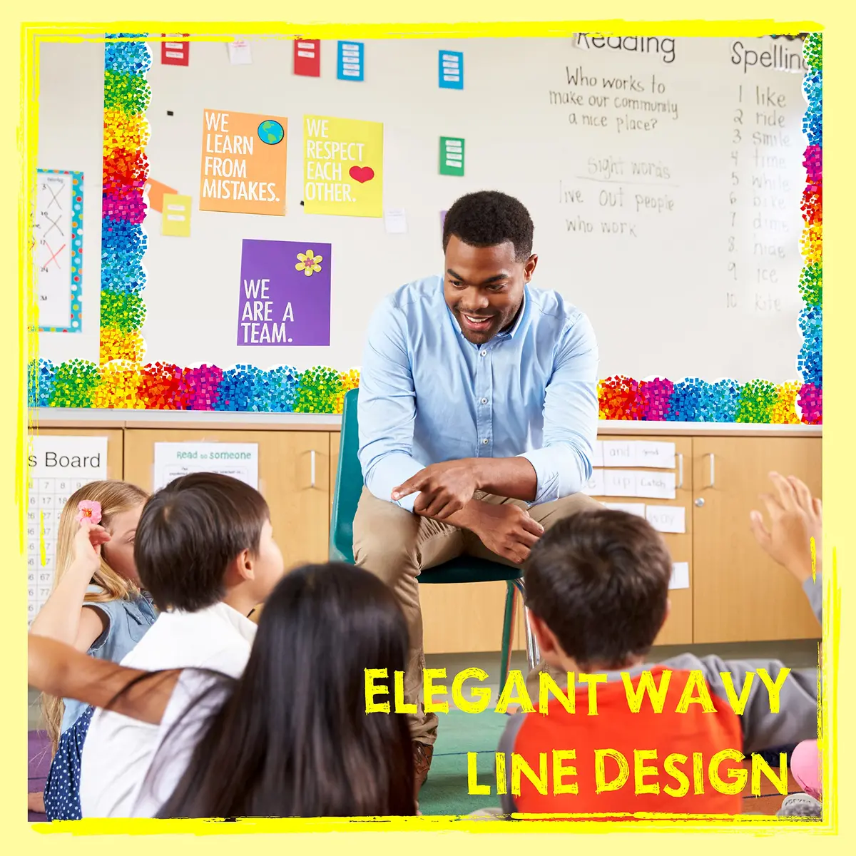 ERKE 60 Feet Bulletin Board Borders | Self Adhesive Confetti Scalloped Rolled Border for Classroom & Office - view 4