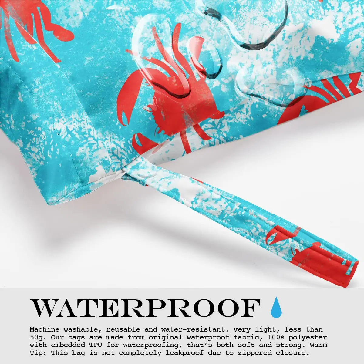 zcyxuuw Wet Dry Bag with Zipper Handle for Swimsuit, Travel, Beach, Pool, Diapers, Gym Clothes, Makeup Bag, Waterproof Reusable Ocean Decor Starfish Pattern (26 x 32 CM) - view 6