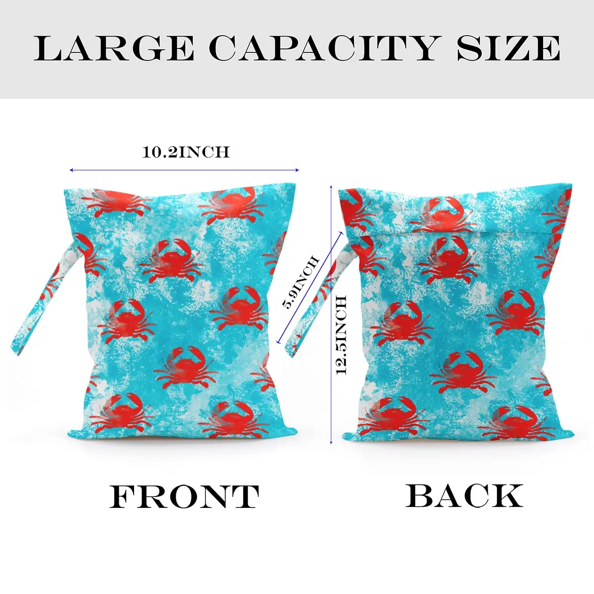zcyxuuw Wet Dry Bag with Zipper Handle for Swimsuit, Travel, Beach, Pool, Diapers, Gym Clothes, Makeup Bag, Waterproof Reusable Ocean Decor Starfish Pattern (26 x 32 CM) - view 2