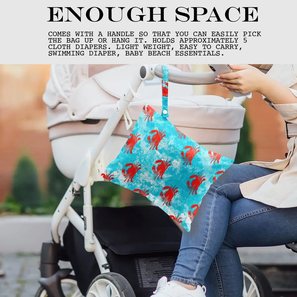 zcyxuuw Wet Dry Bag with Zipper Handle for Swimsuit, Travel, Beach, Pool, Diapers, Gym Clothes, Makeup Bag, Waterproof Reusable Ocean Decor Starfish Pattern (26 x 32 CM) - view 3