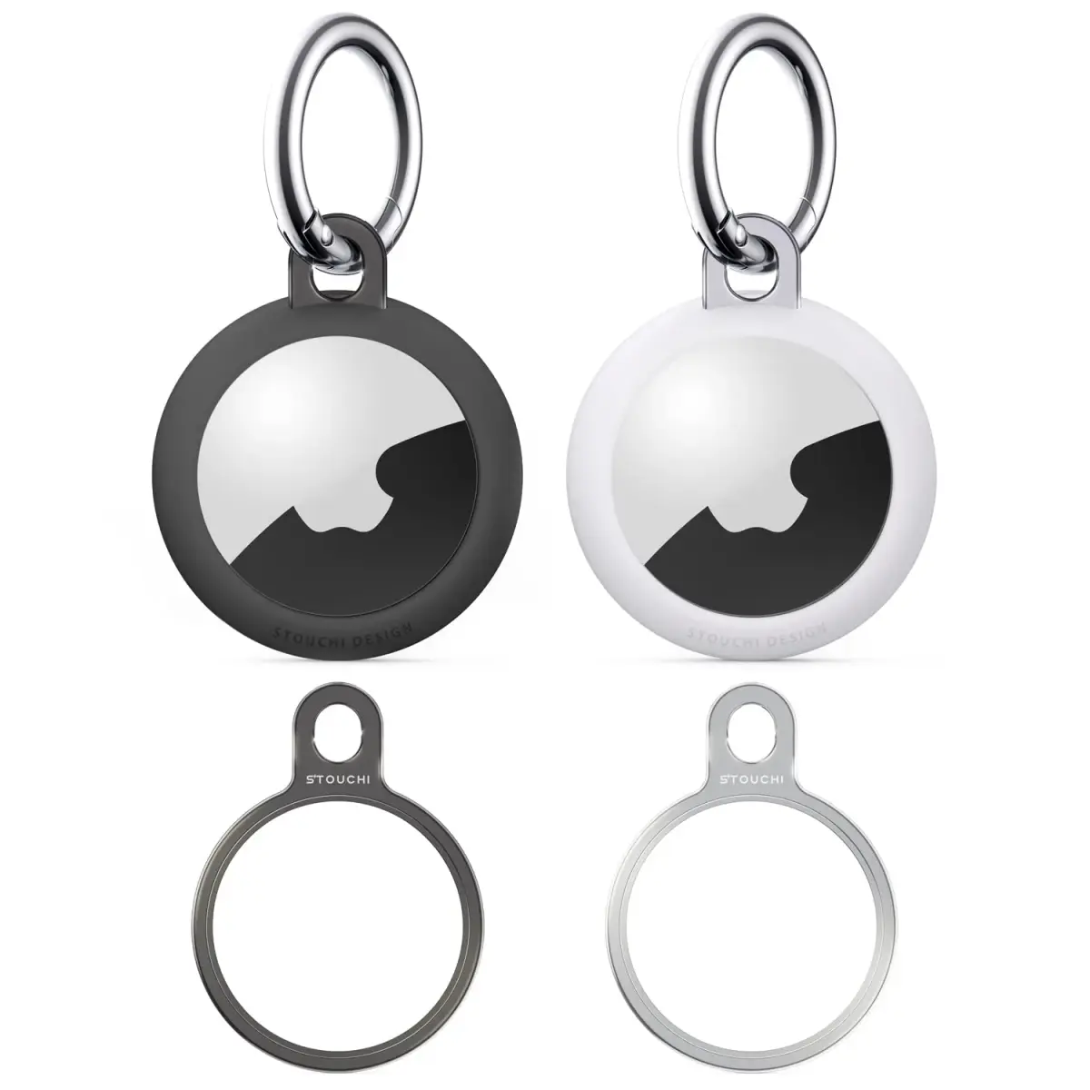 Stouchi Airtag Holder Keychain with TPU Case & Stainless Steel Ring 2-Pack | Rust Resistant - main product image