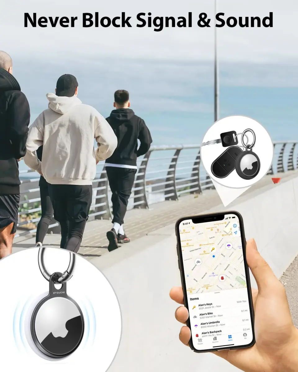Stouchi Airtag Holder Keychain with TPU Case & Stainless Steel Ring 2-Pack | Rust Resistant - view 6