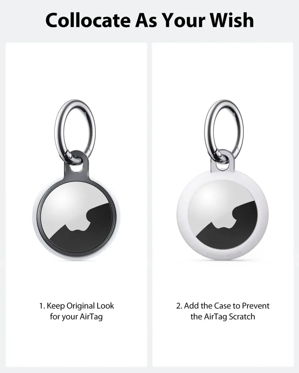 Stouchi Airtag Holder Keychain with TPU Case & Stainless Steel Ring 2-Pack | Rust Resistant - view 2