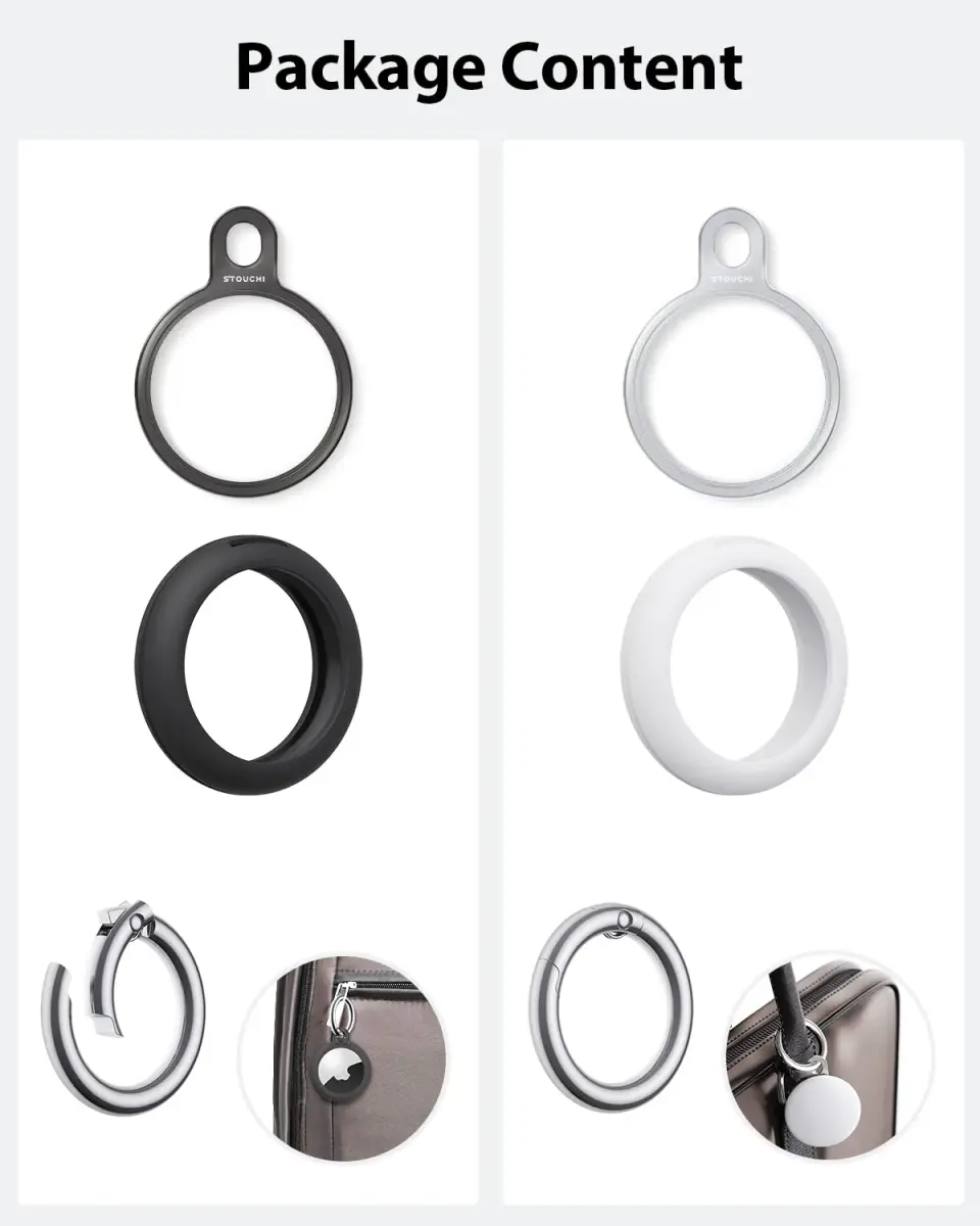 Stouchi Airtag Holder Keychain with TPU Case & Stainless Steel Ring 2-Pack | Rust Resistant - view 4