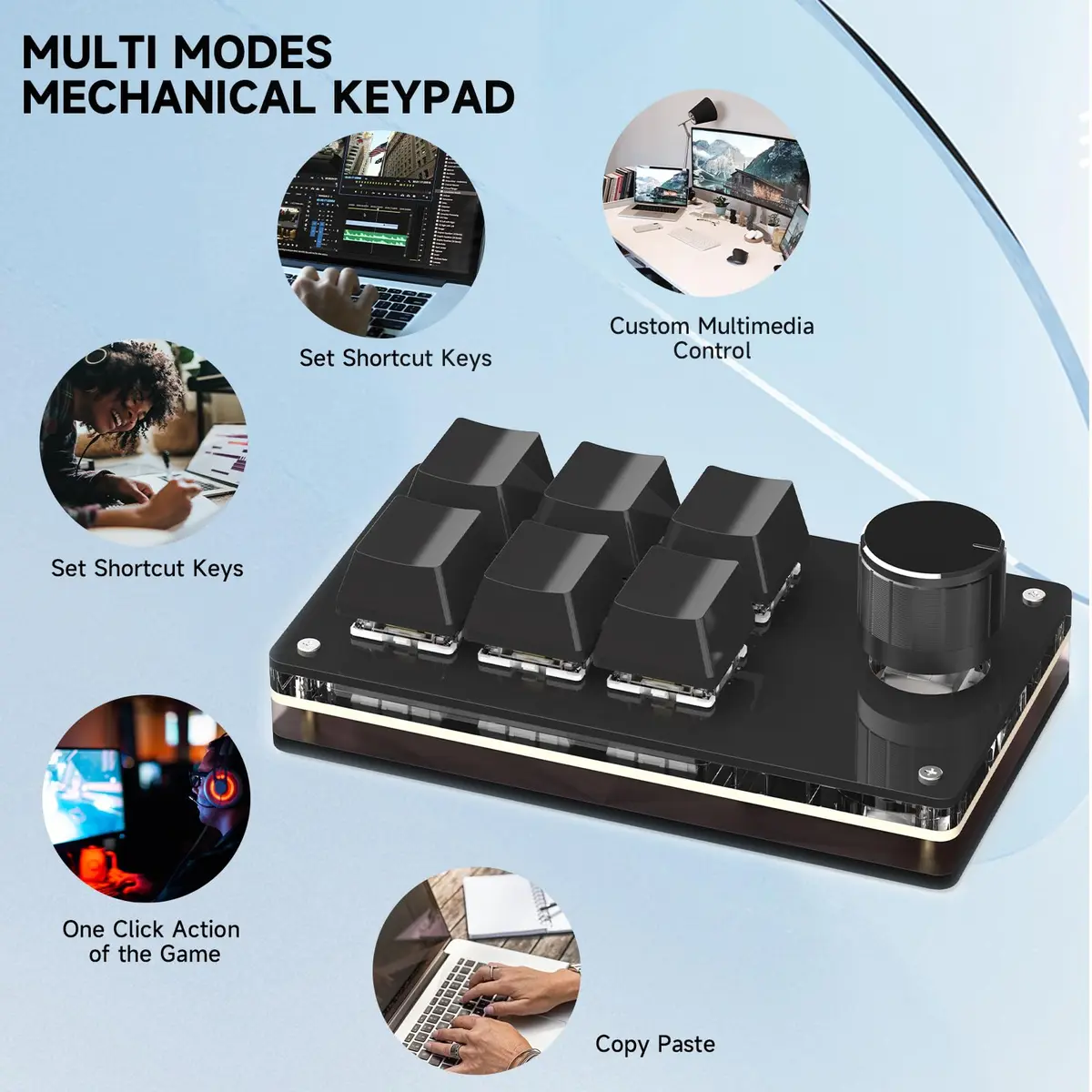 SIKAI CASE Programmable Macro Keyboard 6 Keys with Knob | Hot-Swappable Mechanical Switches - view 3
