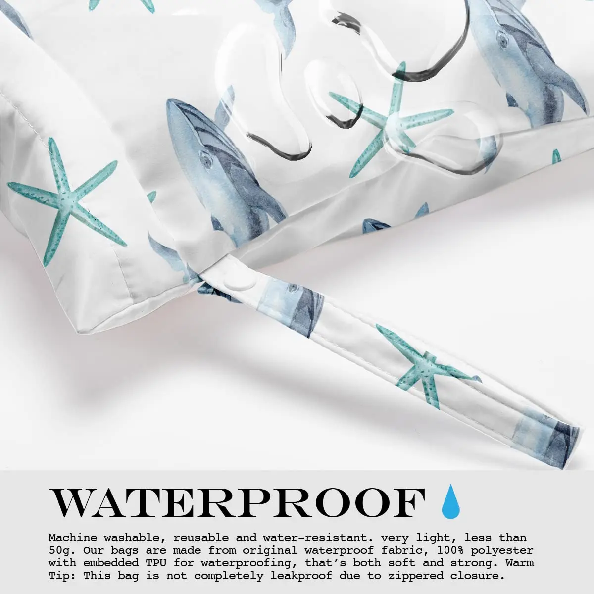 zcyxuuw Wet Dry Bag with Zipper Handle, 26 x 32 CM Waterproof Pouch for Swimsuit, Diapers, Gym Clothes, Makeup, Travel | Ocean Decor Starfish - view 6
