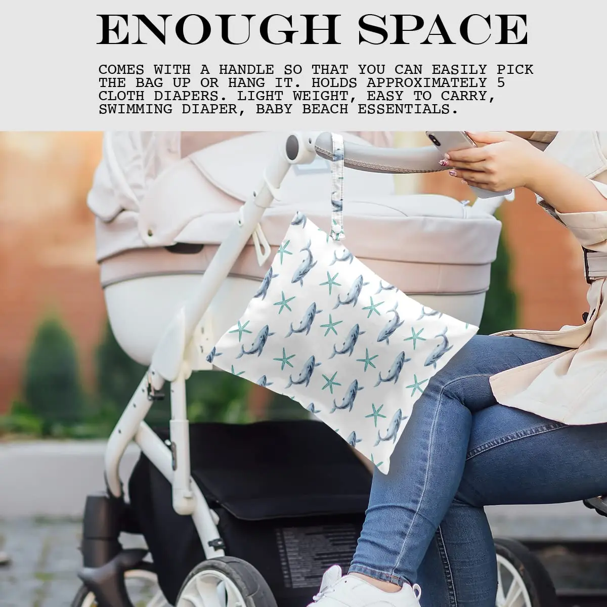 zcyxuuw Wet Dry Bag with Zipper Handle, 26 x 32 CM Waterproof Pouch for Swimsuit, Diapers, Gym Clothes, Makeup, Travel | Ocean Decor Starfish - view 3