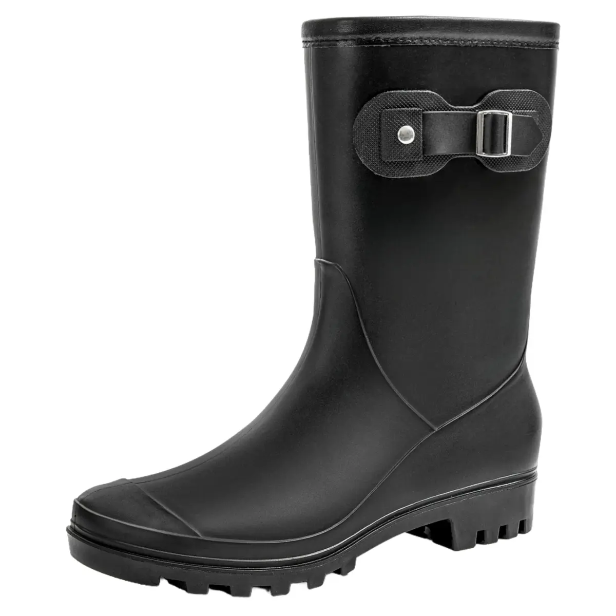 Fubotao Women's Mid Calf Rain Boots Black | Waterproof Fashion Garden Shoes Anti-slipping - main product image