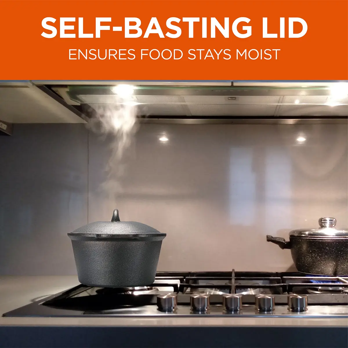 Commercial CHEF 2-Qt. Cast Iron Saucepan with Lid | Pre-Seasoned, Oven & Induction Safe - view 4