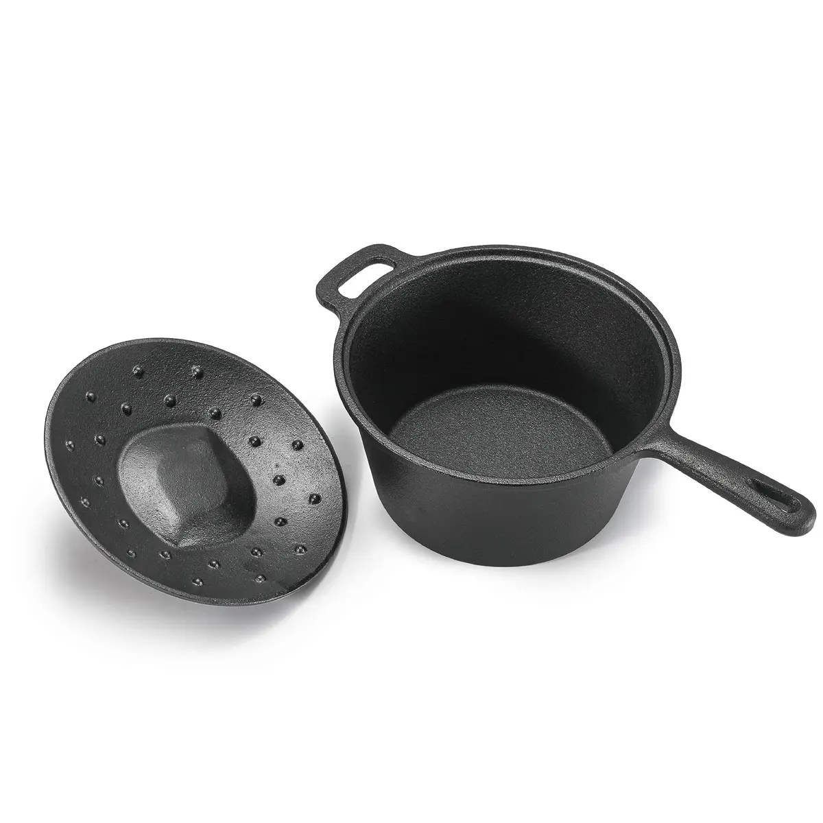 Commercial CHEF 2-Qt. Cast Iron Saucepan with Lid | Pre-Seasoned, Oven & Induction Safe - main product image