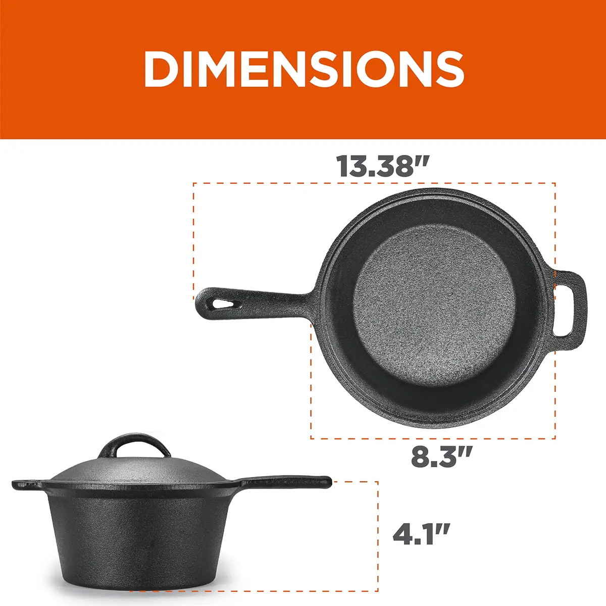 Commercial CHEF 2-Qt. Cast Iron Saucepan with Lid | Pre-Seasoned, Oven & Induction Safe - view 7