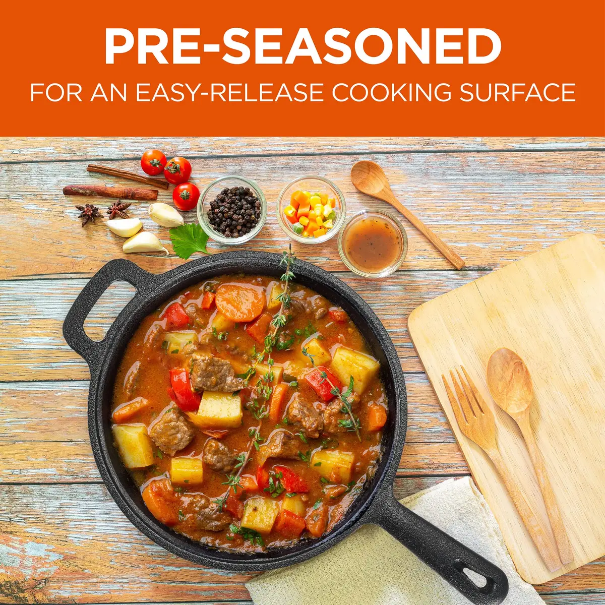 Commercial CHEF 2-Qt. Cast Iron Saucepan with Lid | Pre-Seasoned, Oven & Induction Safe - view 2